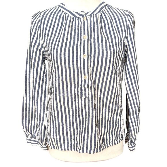 Universal Thread blue white stripes popover XS top cotton button front - Picture 1 of 6